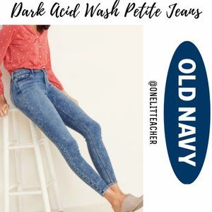 Old Navy Rockstar Super Skinny High-Rise Acid Wash Petite Dark Jeans
